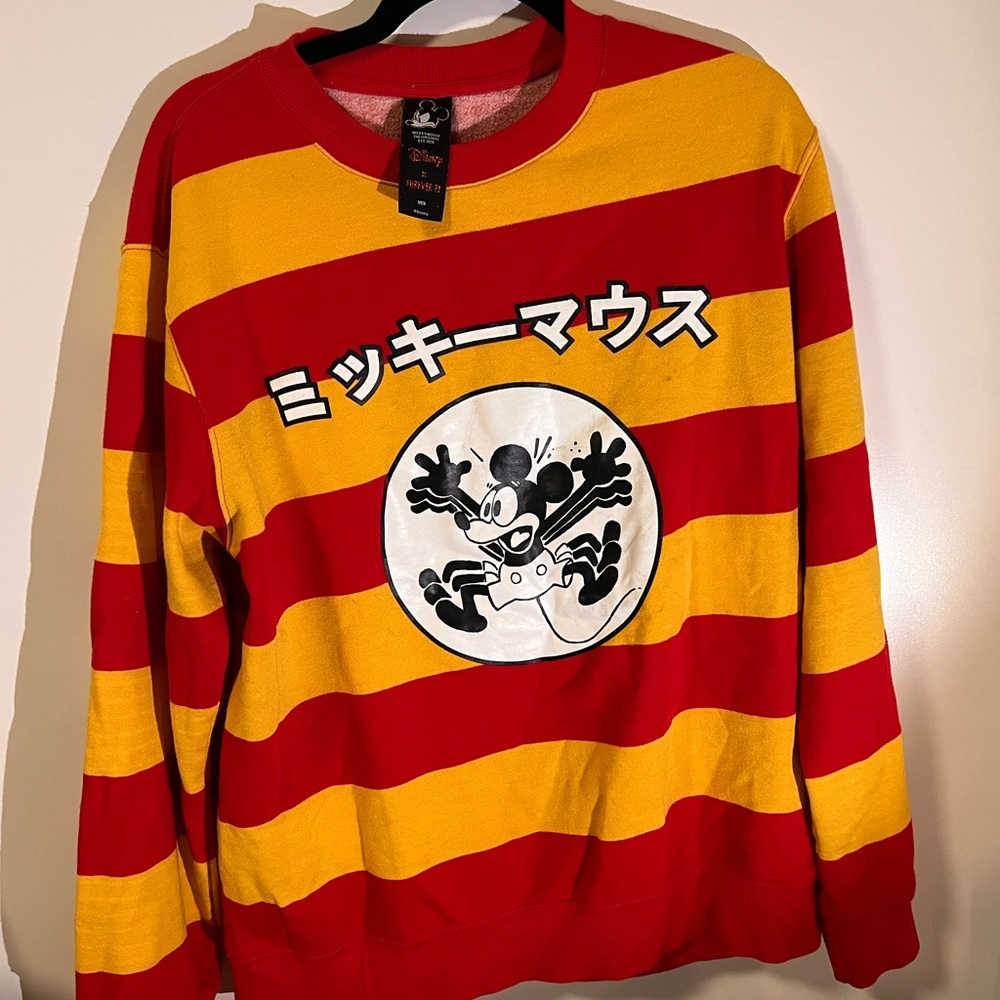 Forever 21 Red and Yellow Striped Crewneck Sweater